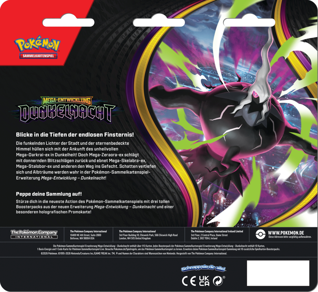 Pokémon ME05 Mega Entwicklung Dunkelnacht 3er Blister DE